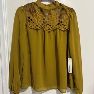 Haute Monde Mustard Lace Detail Blouse